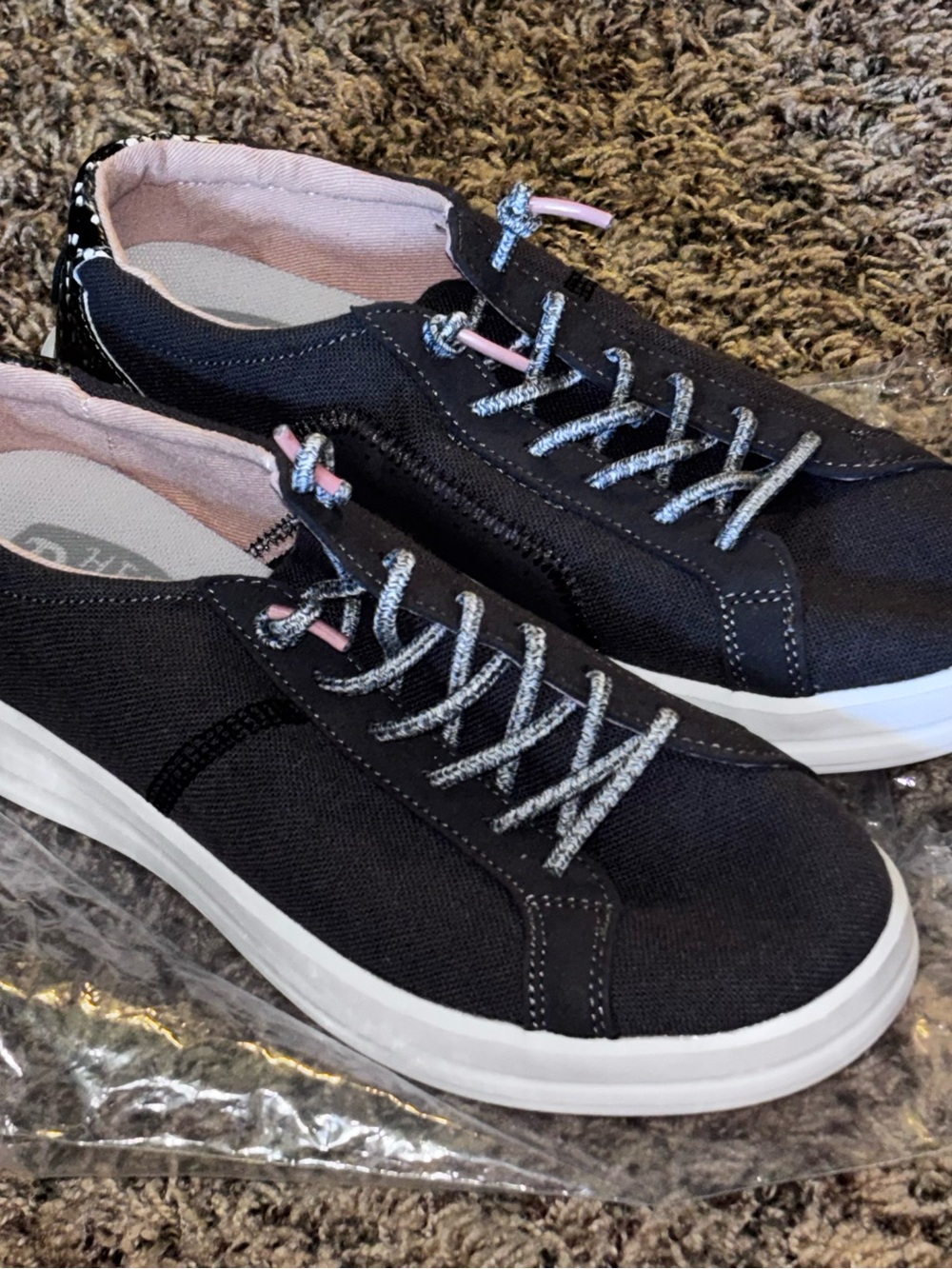 Hey Dude Karina Shoes Womens Size 6 Gray Jet Black Snake Slip On Casual Sneaker
